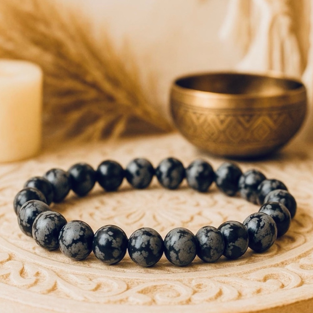 🆕New Snowflake Obsidian 8mm Healing Gemstone Bracelet
